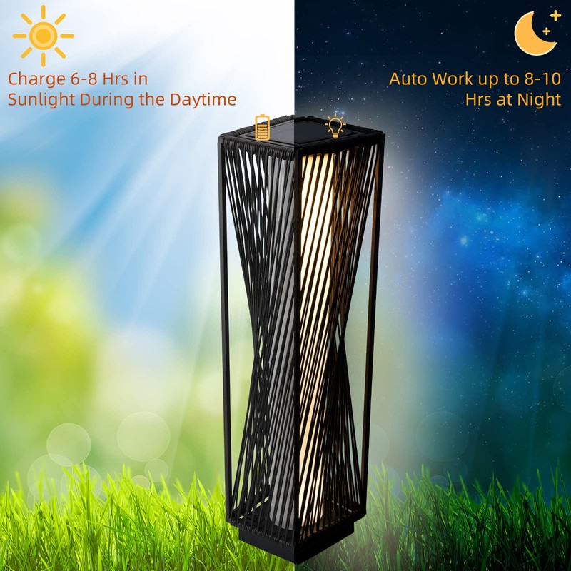 Solar Yard Outdoor Solar Floor Lamp Resin Wicker Solar Light