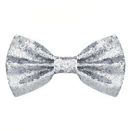 PINEPAN Men's Pre-Tied Bow Tie Simple Neck Bow Tie Adjustable Length Formal Bow Tie for Wedding Party Silver, Silver (silver-02)