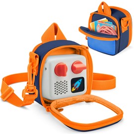 LoDrid Carrying Case Compatible with Yoto Mini (2024 Edition), Portable Storage Bag for Audio Player with Detachable Shoulder Strap, Back Pocket for Cards or Accessories, Blue (Bag Only)