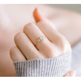 WDIYIEETN Vintage Ring Gold Engagement Ring Diamond Wedding Ring 14k Gold Milgrain Band for Women (7)