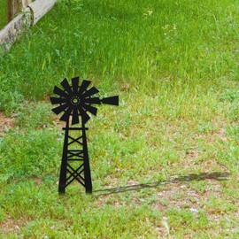 WADORN Windmill Decorative Silhouette Garden Stakes, Metal Windmill Stakes Statues Ornaments Lovers Gifts Yard Art Black Silhouette Yard Outside Decor for Backyard Patio, 6.3x14.2 Inch