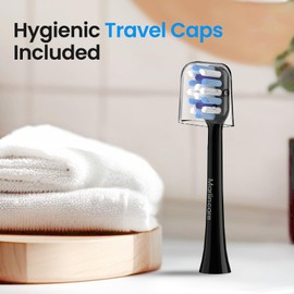 Marlincare Replacement Electric Toothbrush Heads, 4 Pack for One Year of Use, Durable Brush Heads Refills, 12x Plaque Removal Optimal Tooth Cleaning Whitening for Model M10PRO U10PRO, Black