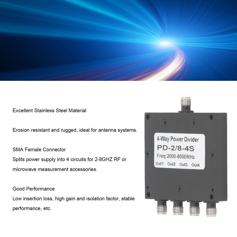 SMA Microstrip Power Splitter Combiner 2‑8GHz Stainless Steel 4 Way
