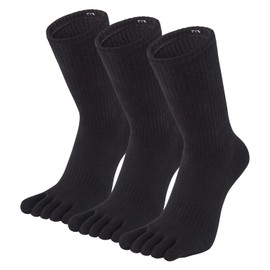 Men Toe Socks Running 5 Finger Split Toe Athletic Wicking Cotton Crew 3 Pack