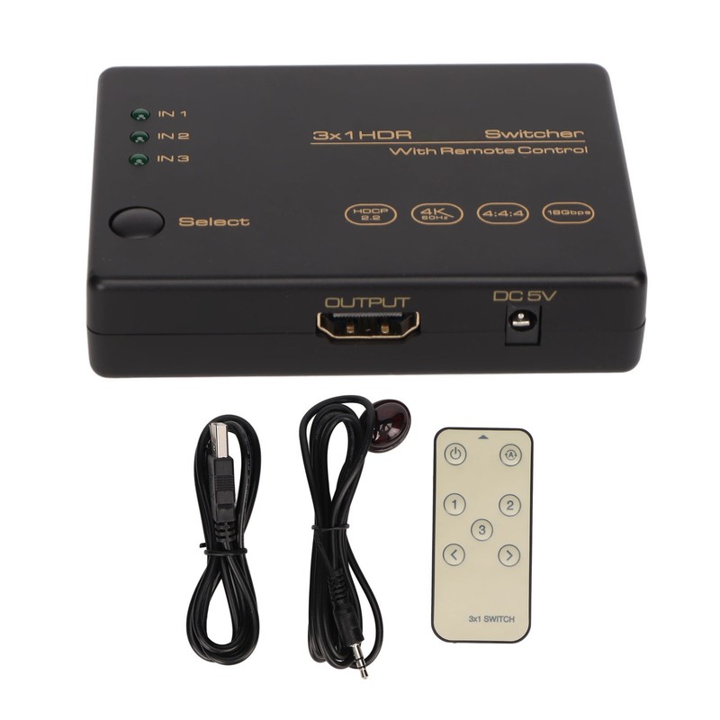 4K HD Switcher 3 in 1 Out 4K 60Hz HDR