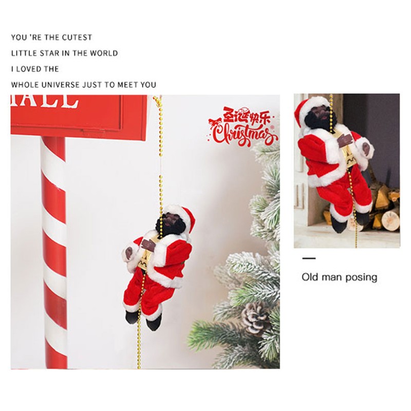 Climbing Ladder Sant Red White Golden Electric Santa Climbing Ladder