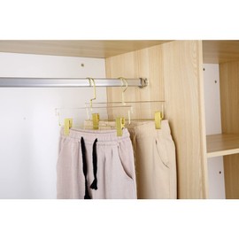 YBM Home Quality Acrylic Clear Skirt Hangers Made of Clear Acrylic for a Luxurious Look and Feel for Wardrobe Closet, Skirt Hangers Organizes Closet, Gold w/Flat Hook, 4108-1
