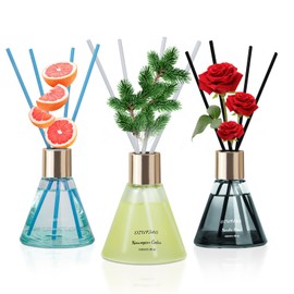 3 * 100ml Scent Diffusers with 24 Fiber Sticks,Rose Cedar Grapefruit Reed Diffusers for Room Decoration,Last Up 60 Days