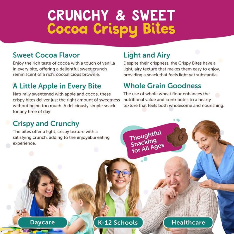 Appleways Whole Grain Cocoa Crispy Bites, All-Natural Individually Wrapped Crispy