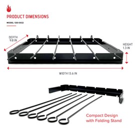 Nexgrill Shish Kabob Skewers Set, Non-Stick Surface, Easy to Clean, 1 Raised Stand and 6 Skewers, Foldable Grill Rack Barbecue Skewer Accessory for Outdoor Grilling, and Camping, Black - 530-0032