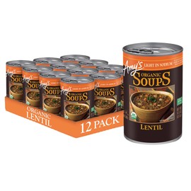 Amy's Soup, Vegan, Gluten Free, Organic Lentil, Light in Sodium, 14.5 Ounce (Pack of 12)