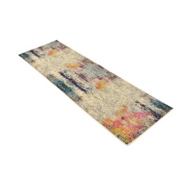 Unique Loom Chromatic Collection Modern Colorful & Vibrant Abstract Area Rug For Any Home Décor, 2 ft 2 in x 6 ft 7 in, Beige/Pink