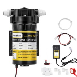 Moonshan 100GPD Booster Pump for RO System with Complete Kit Suitable for Home Reverse Osmosis Water Filter System Quick-Connection Design High Pressure Switch Pressure Adjustable (6800)