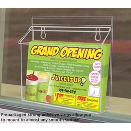 Marketing Holders 4 Pack Outdoor Brochure Holder Holds 9" x 6" Advertising Bifolds and Booklets Clear Acrylic Wall Mount Box with Lid Includes Take One Sticker and Adhesive Strips