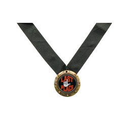 Decade Awards Last Place World Class Medal with Black Ribbon - Gold | Engraved Best of The Worst Medallion - 3 Inch Wide (Gold) - Customize Now