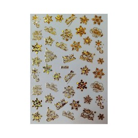 Christmas Nail Sticker Happy New Year Stars Snow Reindeer Tree A050 Laser Gold Nail Wraps Stickers Manicure Supplies for Women Nails Full Long Lasting Easy Apply and Remove