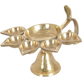 5 Face Diya || Brass Panch Aarti Lamp || Pancharti Diya Oil Lamp || Panch aarti Jyoti/Puja Diya for Diwali/Navratri/Any Festival & Pooja ||