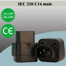 Wirafix C14 to UK Outlet Socket, 4 Pack, IEC 60320 Plug, IEC 320 C14 Male to UK, UK Adapter Plug, C13 Socket Conversion Adapter, Black