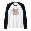 Funny Orange Tabby Cat Torn Fabric Raglan Baseball Tee