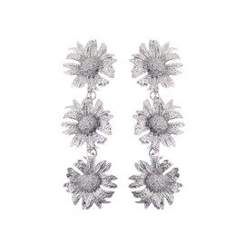 Jerollin Silver Flower Geometric Statement Earring for Women,Unique Design Drop Dangle Earrings Jewelry