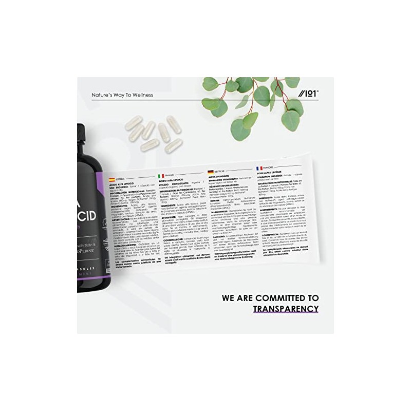 Alpha Lipoic Acid (ALA) 600mg - Made with Biotin &