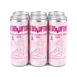 La Disruptiva "Vino que celebra al mundo 2026" Vino Rosado en Lata Garnacha Tinta. Orgánico y Vegano, Certificación Ecológica, 250 ml, 12.50% Alc. Vol., Pack de 6 latas.