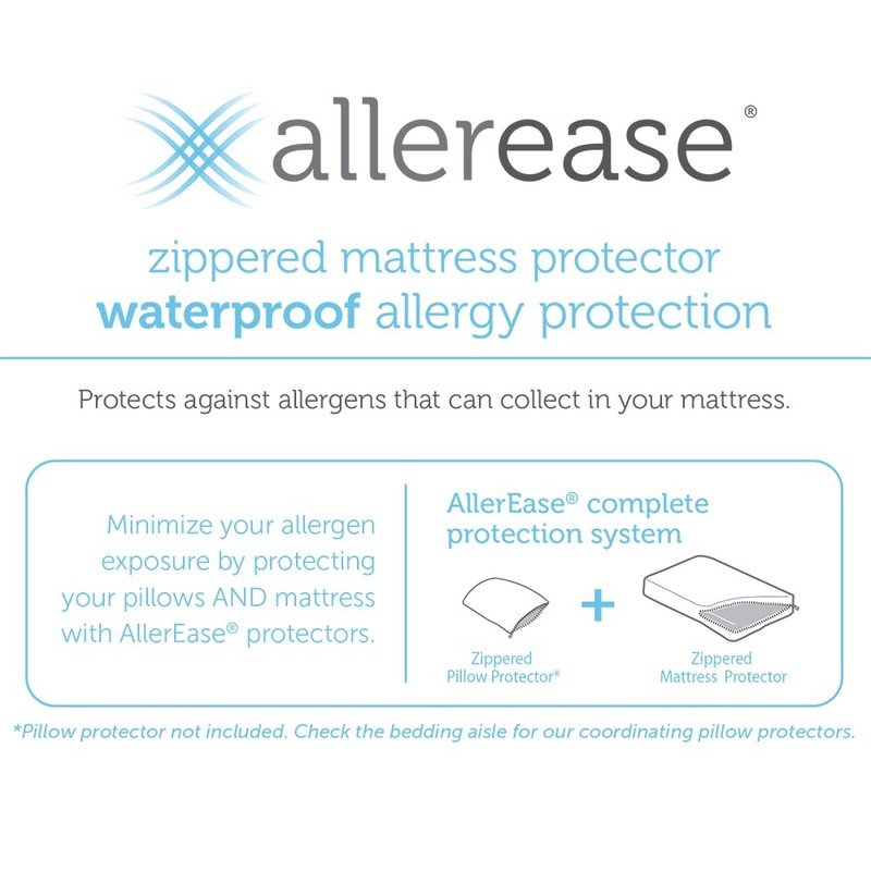 AllerEase Waterproof Mattress Protector- King Size Polyester Zip Allergy Protection