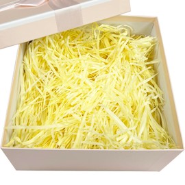 Haobase 100g Shredded Tissue Paper, Raffia Paper Shreds for Gift Boxes Hamper Filling and Packging, Party Supplies Accessories (Light Yellow)