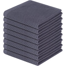 Moosfor 100% Cotton Kitchen Cleaning Cloths, Highly Absorbent Soft Dish Cloths, Quick Drying Kitchen Accessories for Washing Up, Pack of 8, 30 x 30 cm, Dark Grey