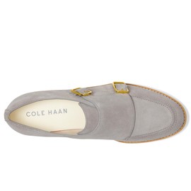 Cole Haan Women's Grand City Platform Monk Strap Oxford, Frost Gray Suede/Ivory, 6.5