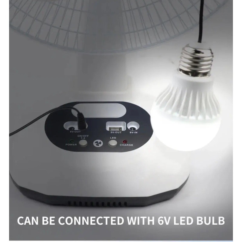 Solar New Rechargeable Fan With solar panel, USB port,LED light