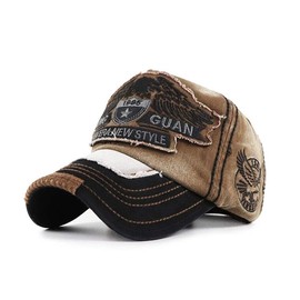 Chennuo Vintage Baseball Cap, Distressed Snapback Caps, Trucker Hat, Cotton, Leisure, Outdoor, Unisex - brown, size: 56-60