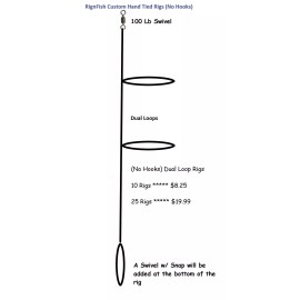 RignFish Custom Hand Tied Rigs Hi-Low Double Drop Fishing Rigs (No Hooks) Pompano Whiting Snappers Croakers Etc - 25Lb Fluorocarbon, 10 Rigs