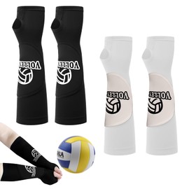 2 Pairs of Volleyball Arm Protectors for Women, Volleyball Arm Sleeves, Arm Protection, Volleyball Women, Sports Forearm Sleeves, Wrist Support, Forearm Protectors with Protective Pad and Thumb Hole