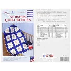 Jack Dempsey Stamped White Nursery Quilt Blocks 9"X9" 12/pkg, Little Boys
