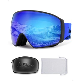 JetBlaze ski goggles men women OTG ski goggles with interchangeable lenses for glasses wearers snow goggles anti-fog snowboard goggles ski goggles for skiing compatible helmet spherical blue lens