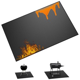 Techstarry 39 x 55 inch Heavy Duty Large Under Grill Mats for Outdoor Grill, Double-Sided Fireproof, Waterproof, Oil Proof Deck and Patio Protector Mat, BBQ Mat Grill Floor Mats Fireplace Fire Pit Mat
