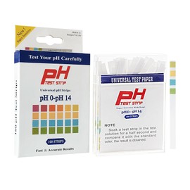 pH Test Strips 100 Pieces Universal Water Test Strips PH Test Paper Full Range 0-14, Fast pH Tests for Urine, Saliva, Drinking Water, Laboratories, Aquariums, Gyms, Pools