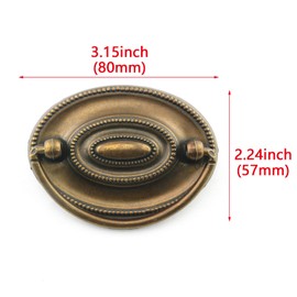 HJGarden 2PCS Antique Cabinet Handle, Retro Distressed Drawer Pull, Drop Ring Pull, Vintage Drawer Handle for Cabinets, Bronze