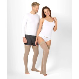 Pani Teresa® Medical Thigh Compression Stockings - with Open Toe - for Men and Women - (Class 2, 23-32 mmHg, 120 Denier) - Thrombosis Stockings - Support Stockings for Flight - Pani Teresa® Medica