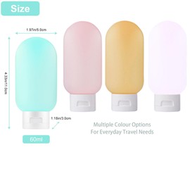 YiYFiT 4Pcs Candy- colors Travel Bottles for Toiletries, 60ml Leak Proof Travel Bottles Refillable Squeezable Containers for Liquids Shampoo Conditioner Lotion Shower Gel