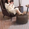 Thgonwid Unstuffed Faux Leather Pouf Cover, Handmade Footstool Ottoman Storage