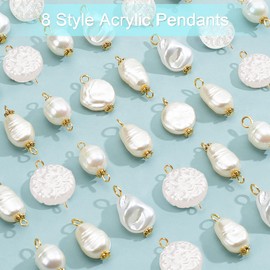 PandaHall 80 Pieces 8 Style Bead Pendants Connectors Bead Connectors ABS Plastic Imitation Beads Irregular Shape Bead Acrylic Connectors with Golden Pins
