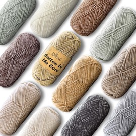 Cotton to The Core Knitting and Crocheting Cotton Heather Yarn, Multi-Color Assortment Craft Set (12 Colors/skeins, 1704 yards/600 Grams), Light Worsted, 3 (Neutral Pack)