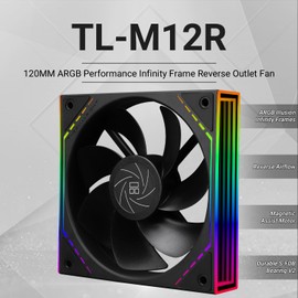 Thermalright TL-M12R CPU Fan 120mm Case Cooler Fan ARGB, 4pin PWM Connector Silent Computer Fan with S-FDB Bearing,Desktop Cooling Fan has Side ARGB Mirror Light Effect, Inverted Fan(TL-M12R)