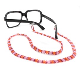 BillionHers Handmade Glasses Chain for Women - Glasses Strap. Lanyard for Sunglasses. (Pink, Peach and Plum) 70cm x 0.7cm