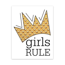 Playroom Decor, Girls Rule Crown 24x36 Inch Print Female Empowerment Teens Self Esteem, Wall Décor, Girl Power, Wall Art, Girls Are Awesome, Décor for Girls, Baby Girl Décor, Kids Room