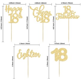 Paquete de 30 adornos para magdalenas de feliz cumpleaños 18 con purpurina dorada para feliz cumpleaños 18 a 18 años para decoraciones de pasteles de feliz cumpleaños 18 cumpleaños