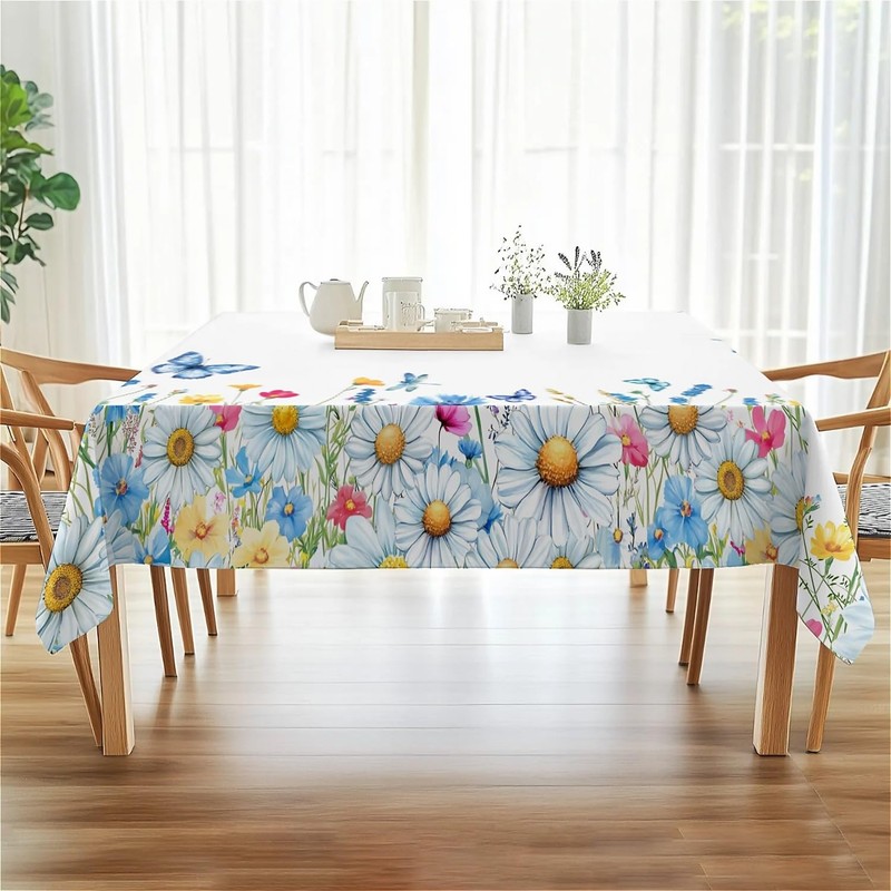 artslion Rectangle Waterproof 60x84in Wipeable Table Cover Non-PVC Fabric Blue