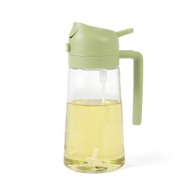 Wsaikis Oil Sprayer for Cooking,2 in 1 Glass Olive Oil Sprayer and Oil Dispenser14.5oz/430ml Oil Spray Bottle (Green)